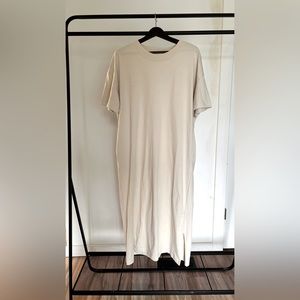 H&M Cream Long T shirt dress new with tags, M but oversized, Side slit